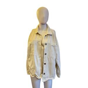 Carly Jean Los Angeles Women’s Medium White Denim Jacket – 100% Cotton